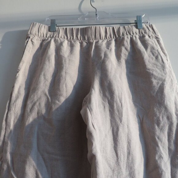 J. JILL PURE JILL 100% Linen Trapunto Stitched Cropped Pants in Cream Lagenlook - Picture 7 of 13